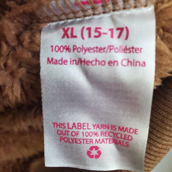 Brown Sherpa Zip up Hoodie Jacket NWT Women's Junior's XL Coat - Picture 8 of 9